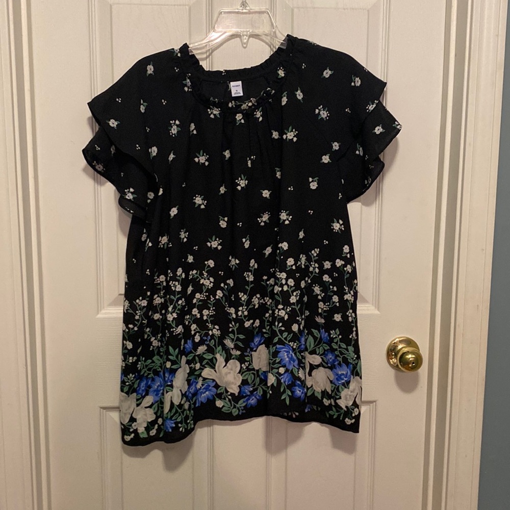 Old Navy - Black Floral Blouse - XL